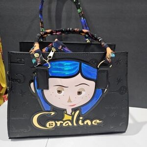 Coraline Black and Blue Tote Bag